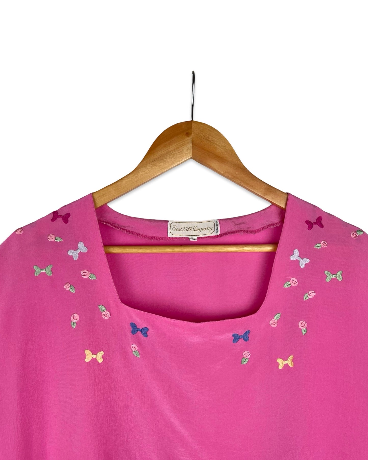 Zijden top met borduursels - L