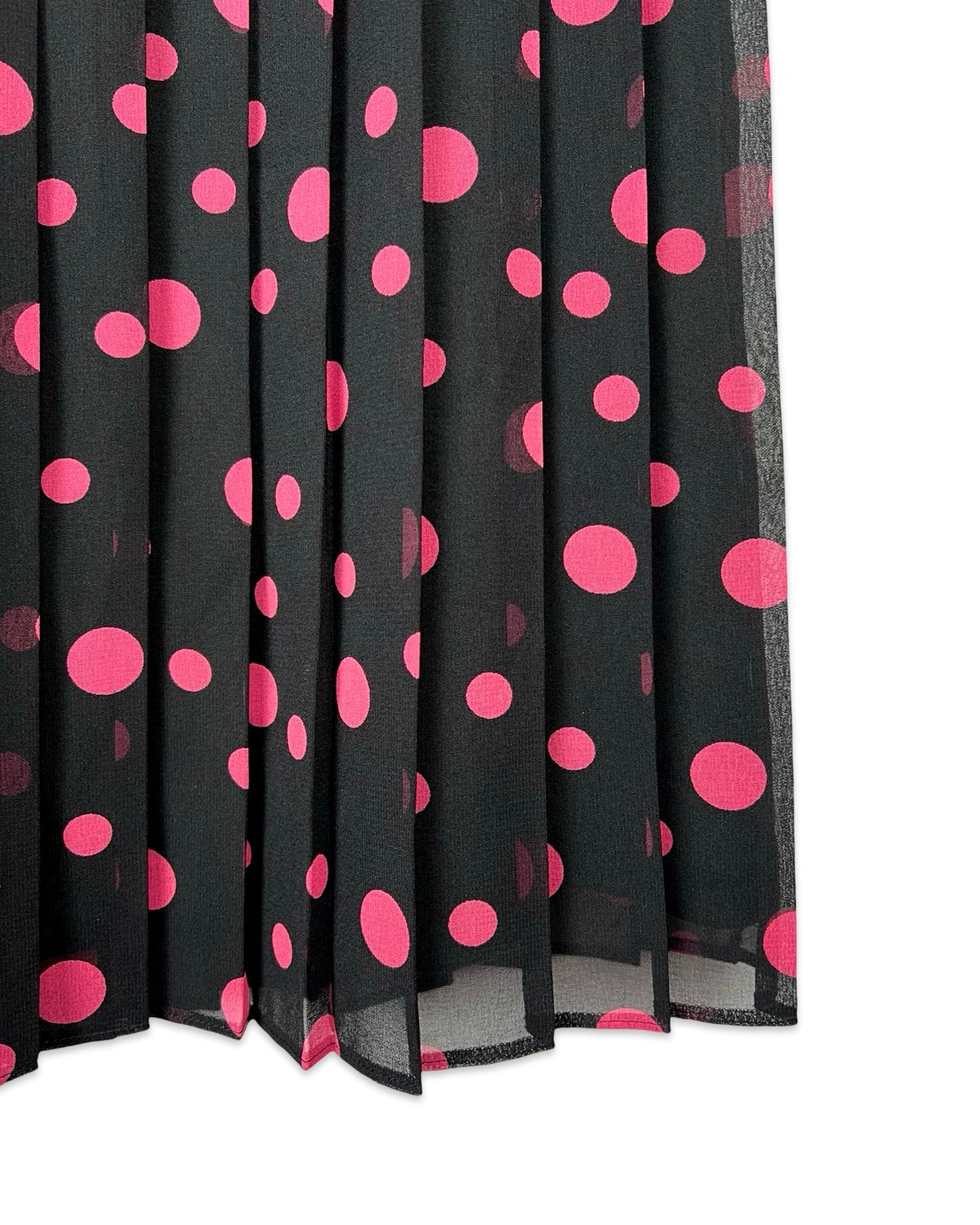 Vintage plissérok met roze stippen - L