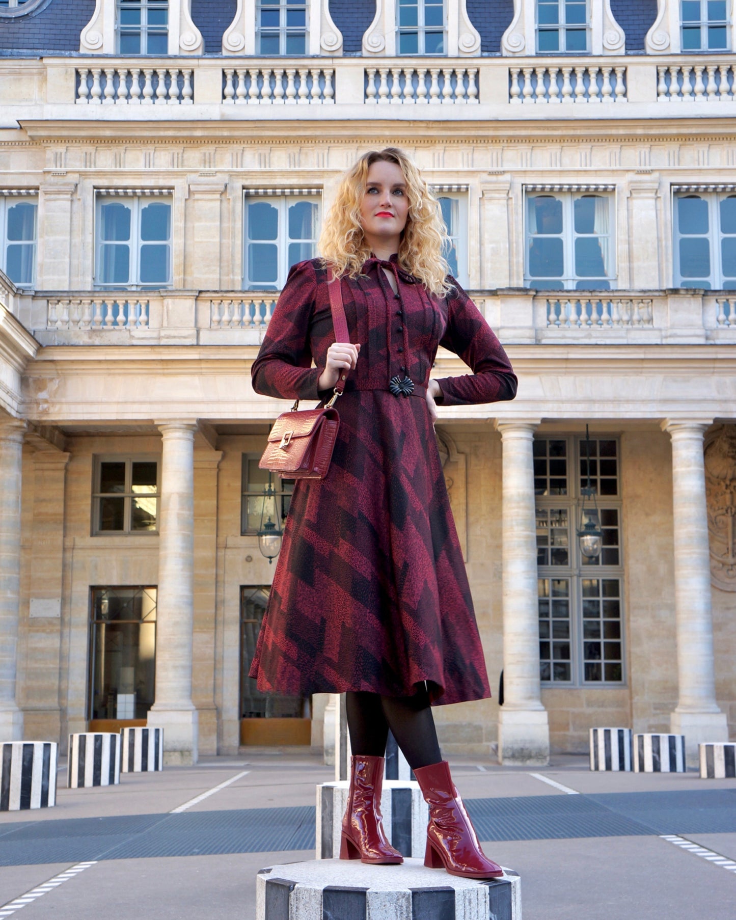 Vintage Midijurk met ceintuur - S - Petit Paris Vintage