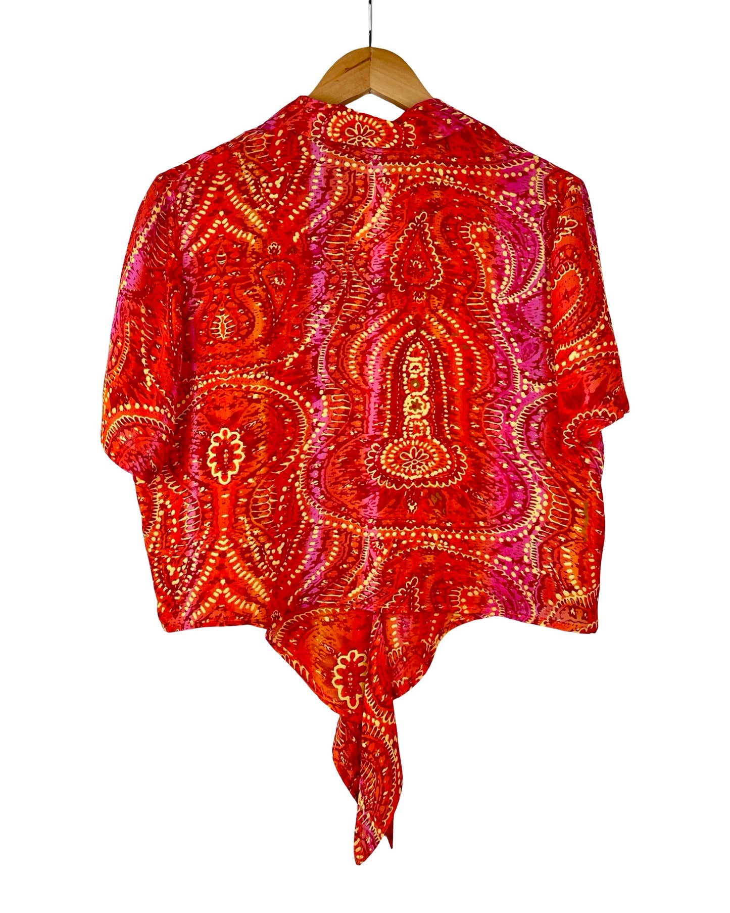 Vintage viscose blouse met strikdetail - L/XL