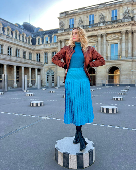 Vintage Plissé rok met stippen - S/M - Petit Paris Vintage