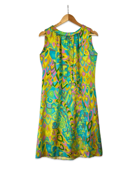Vintage zijden sixties jurk - M