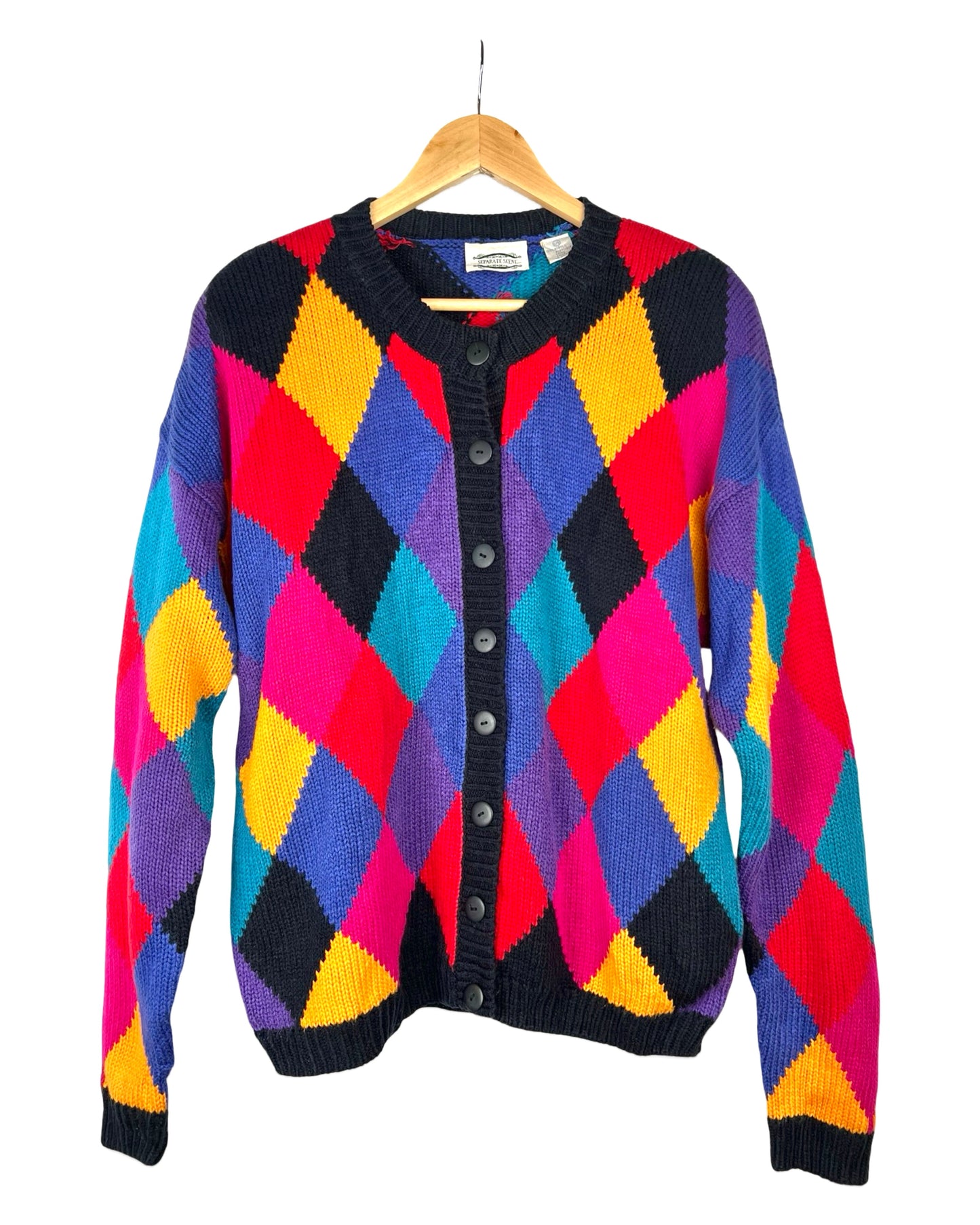 Vintage multicolor vest met ruiten - L