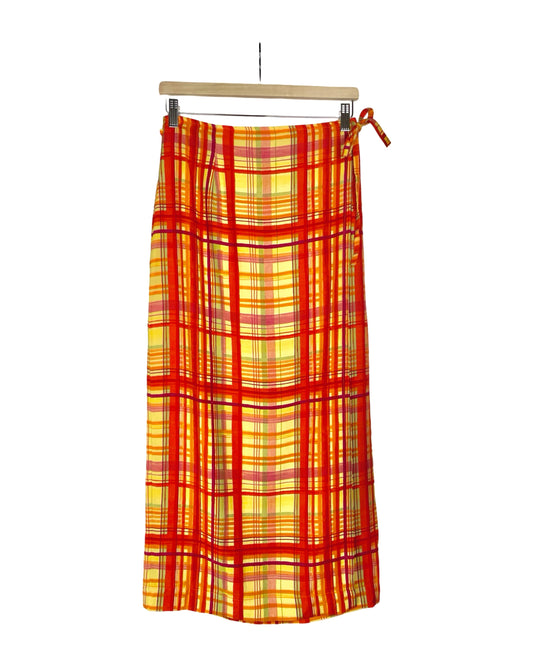 Vintage Geruite wikkelrok - S/M - Petit Paris Vintage