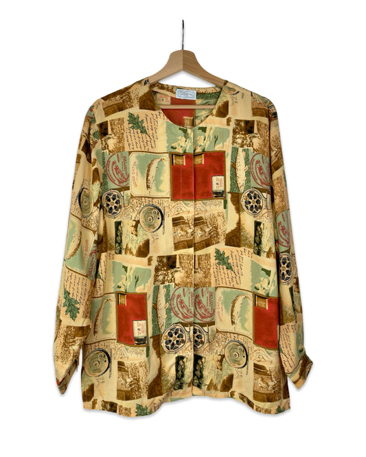 Vintage Zijden blouse met print - M/L - Petit Paris Vintage