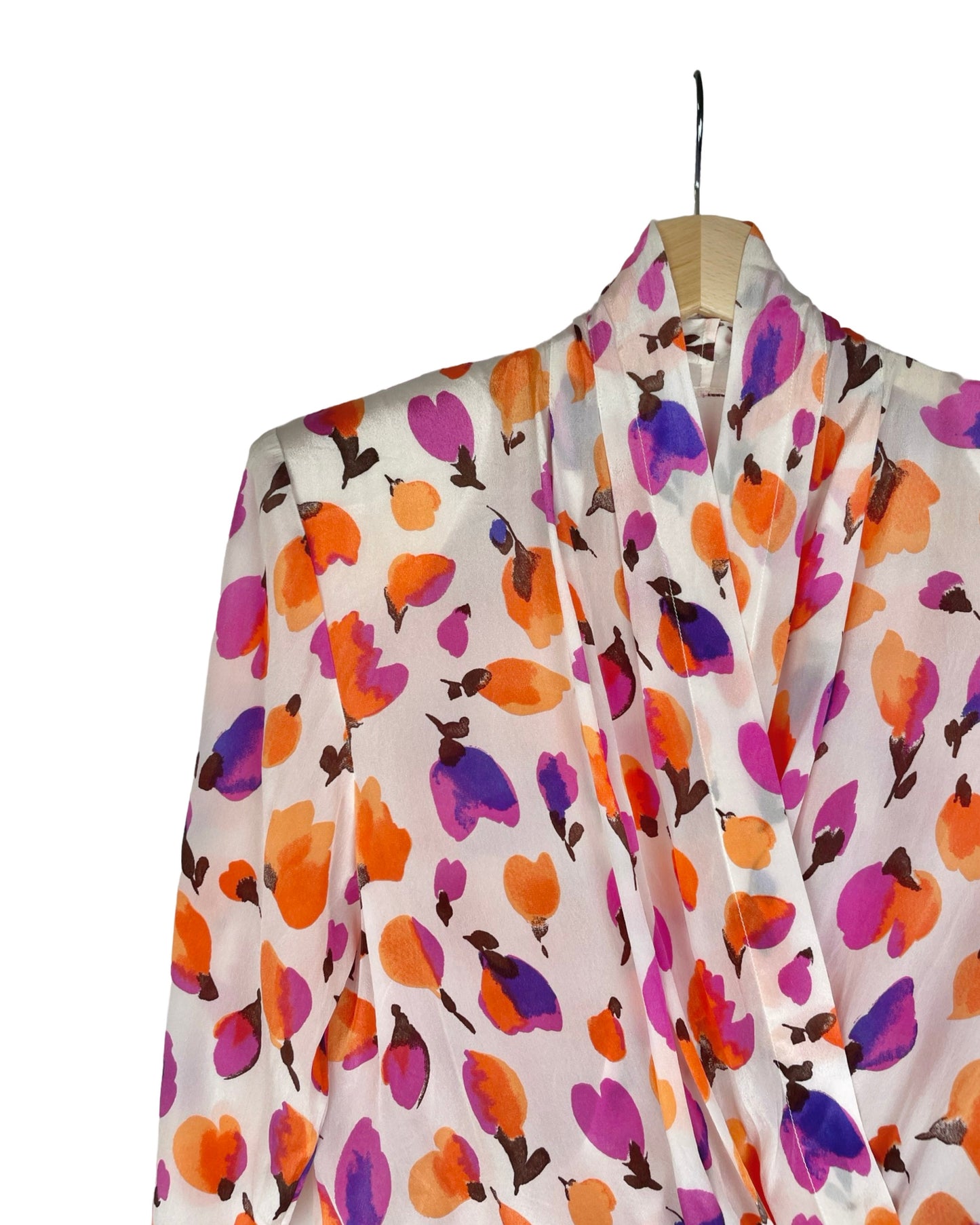 Vintage Overslag blouse met bloemen - S - Petit Paris Vintage