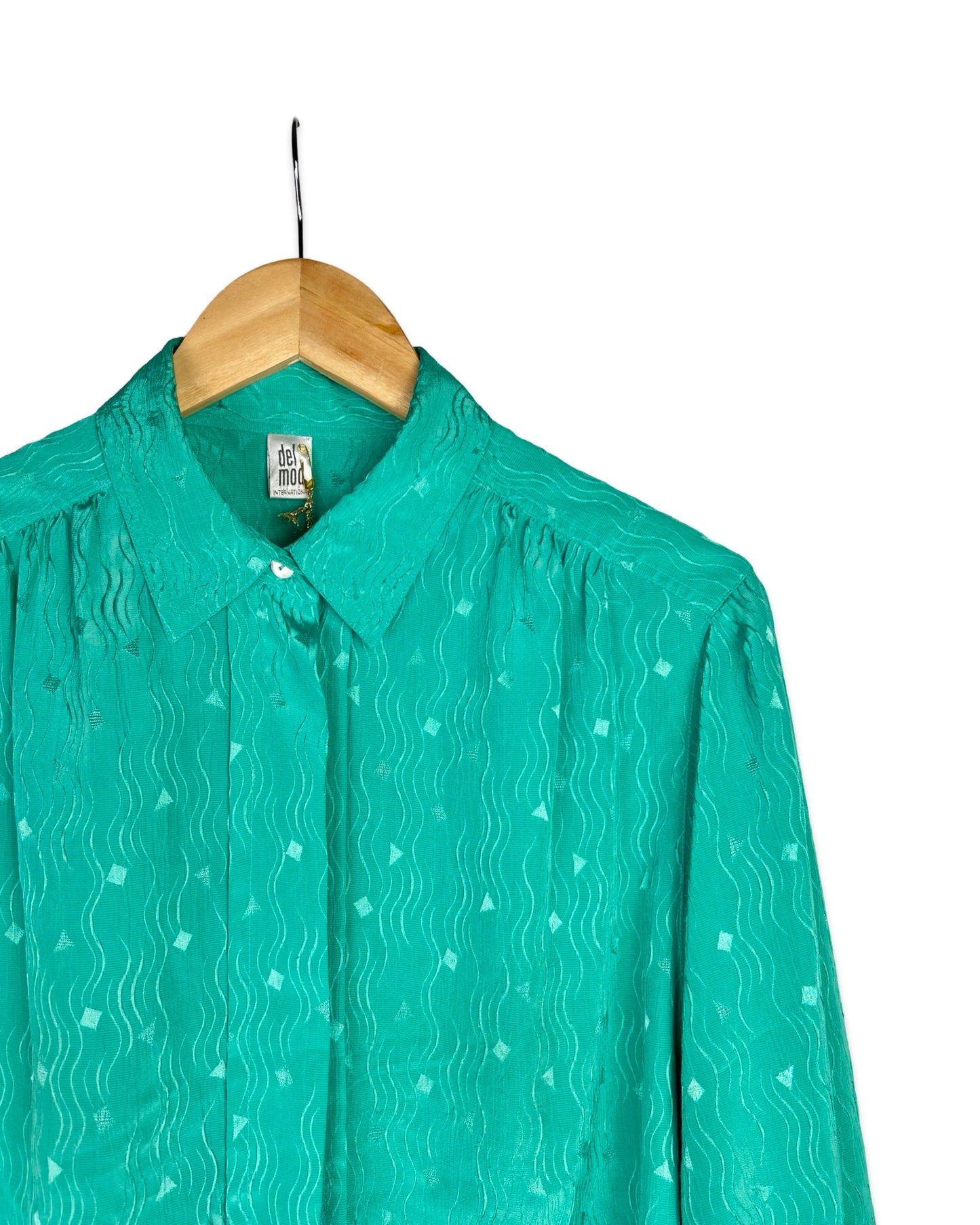 Vintage Turquoise blouse - L - Petit Paris Vintage