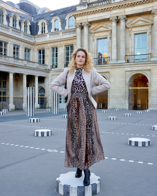 Vintage Maxirok met panterprint - S - Petit Paris Vintage