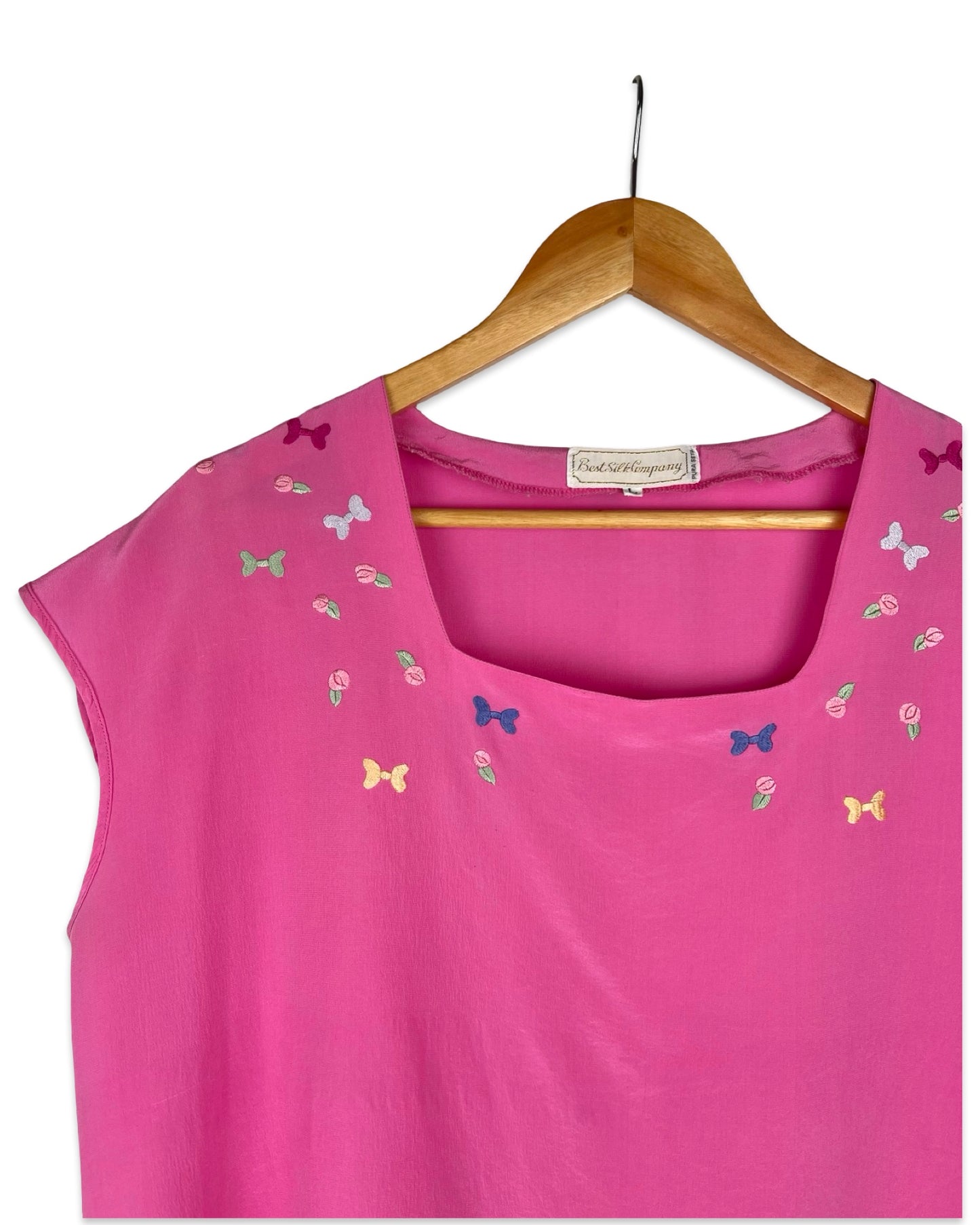 Zijden top met borduursels - L