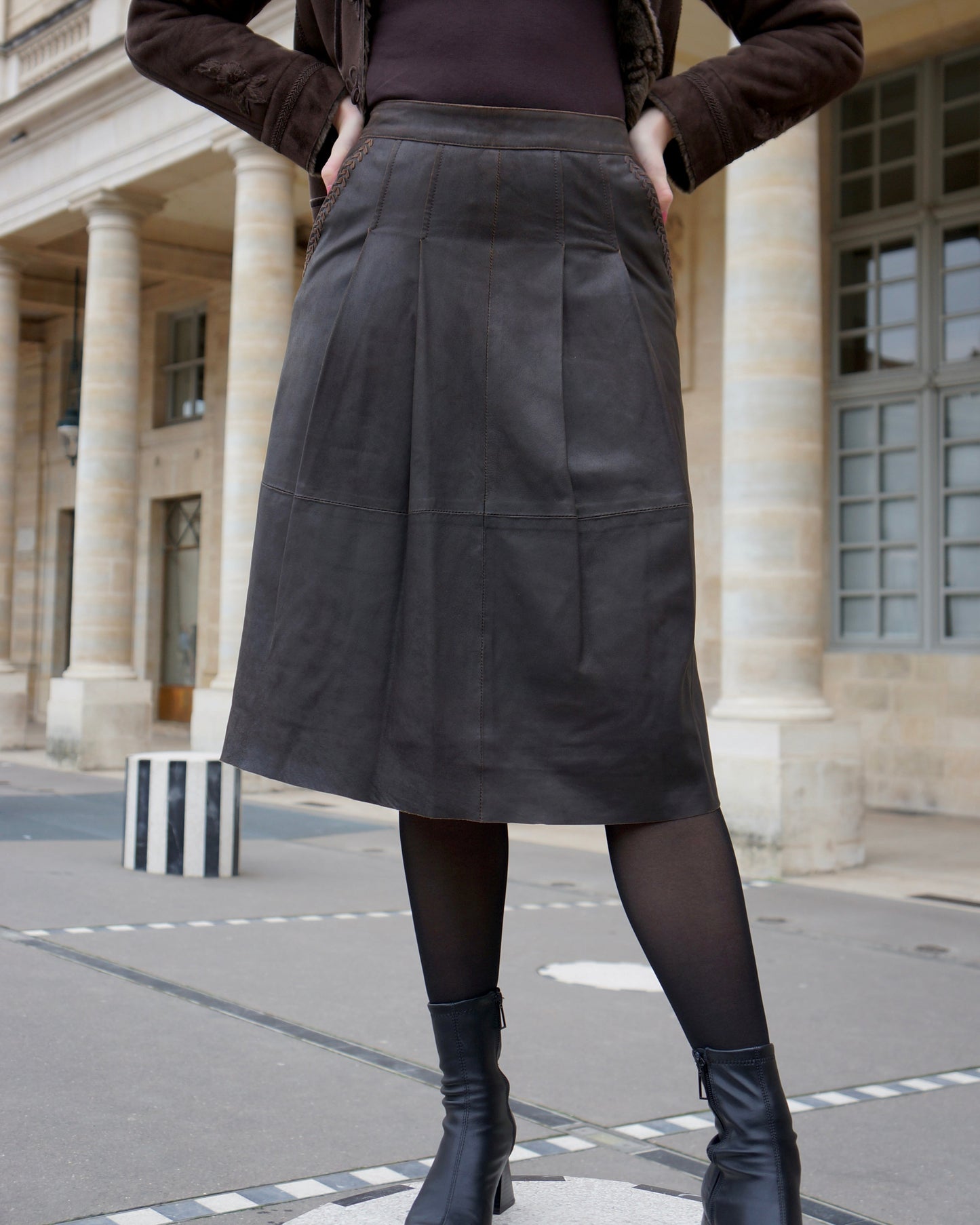 Vintage Max Mara leren rok - S/M - Petit Paris Vintage