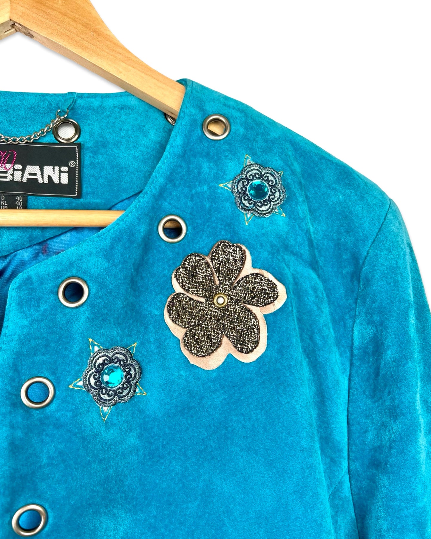 Felblauw vintage suède jack - L