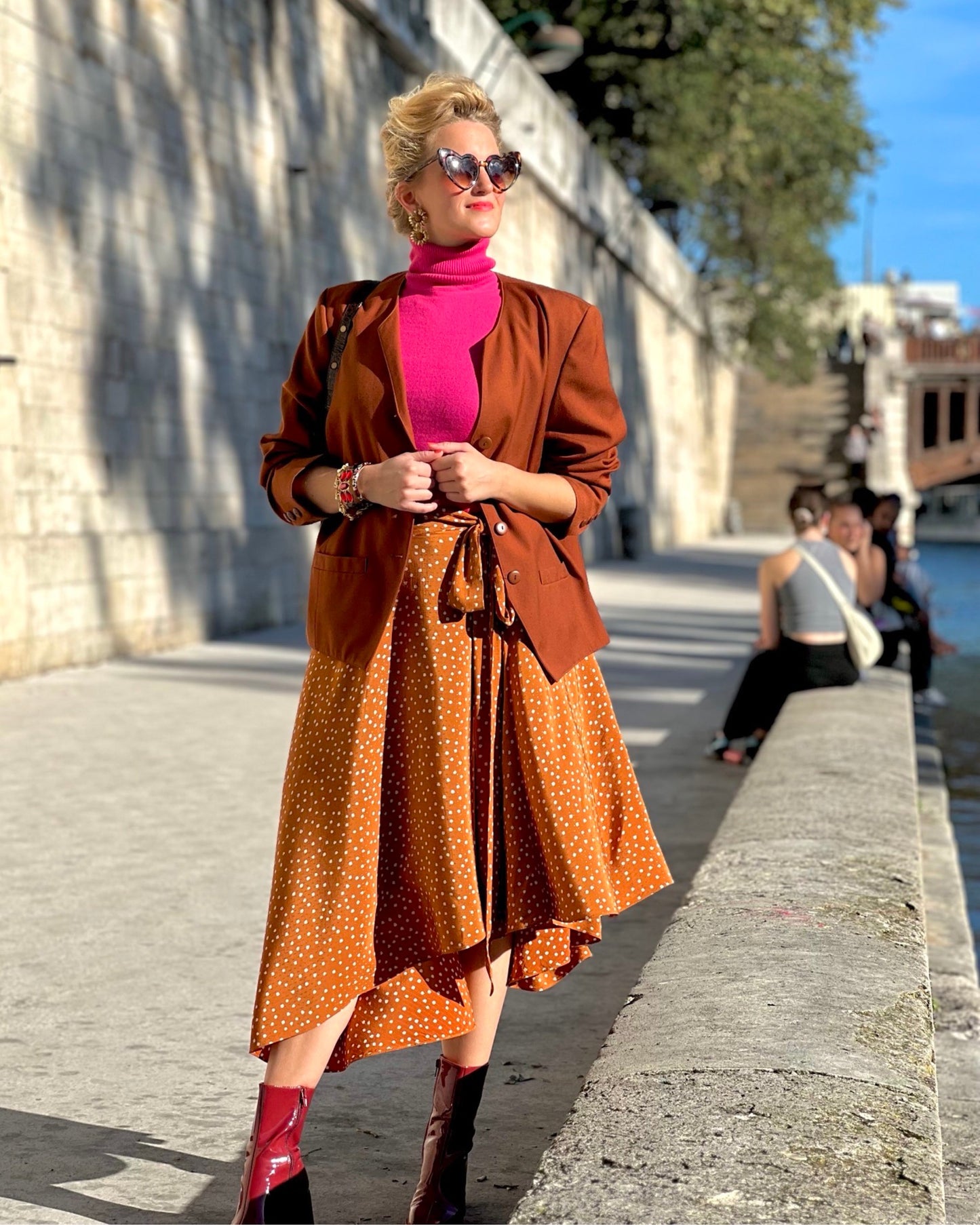 Vintage Cognac blazer - XL - Petit Paris Vintage