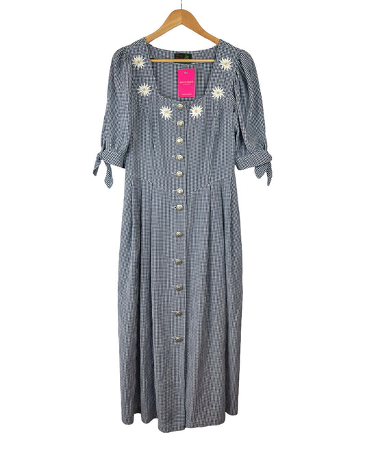 Austrian Gingham Dress with Daisies - M