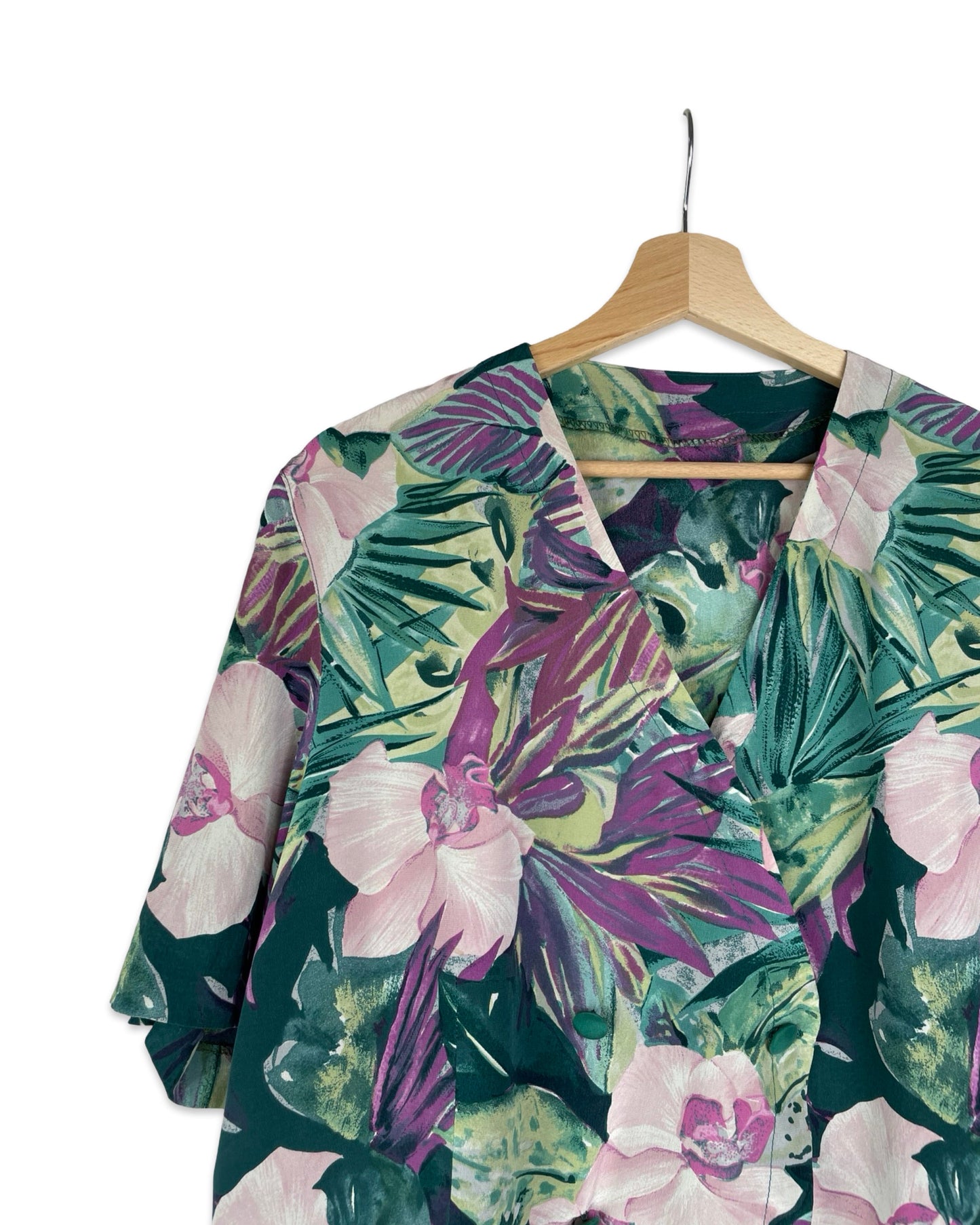 Vintage Doublebreasted blouse met bloemen - XL - Petit Paris Vintage