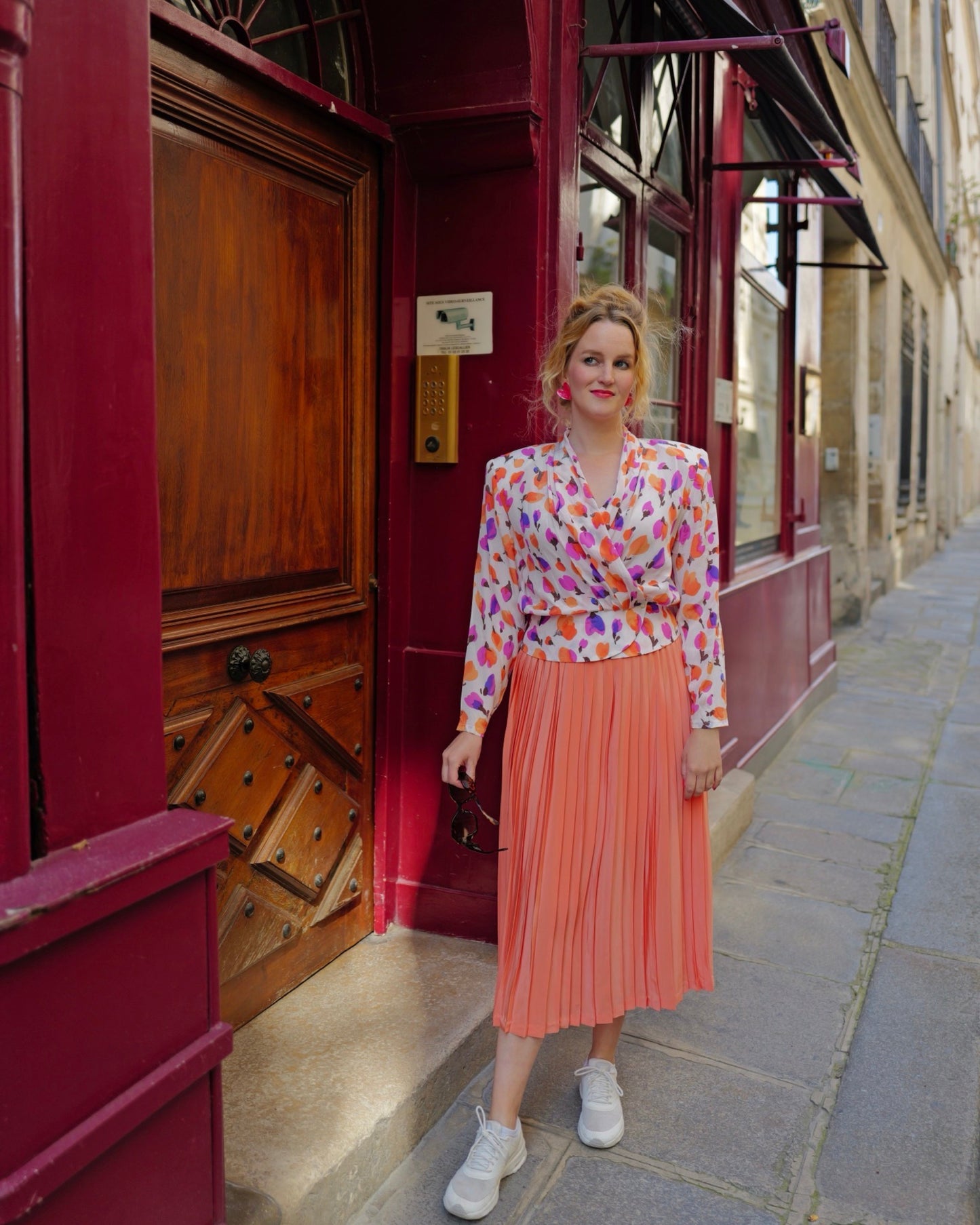 Vintage Peachy plissérok - M - Petit Paris Vintage