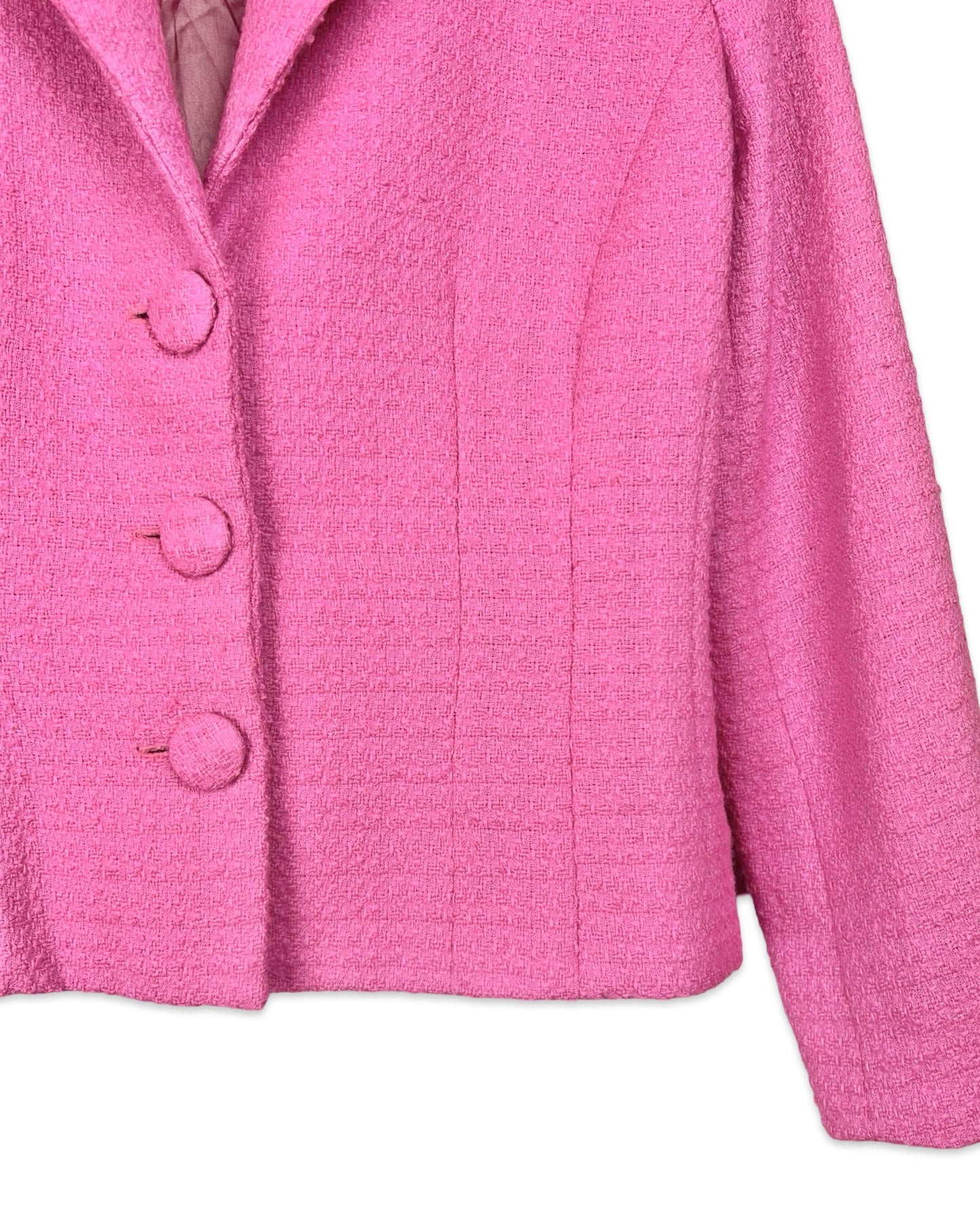 Vintage roze bouclé blazer - M