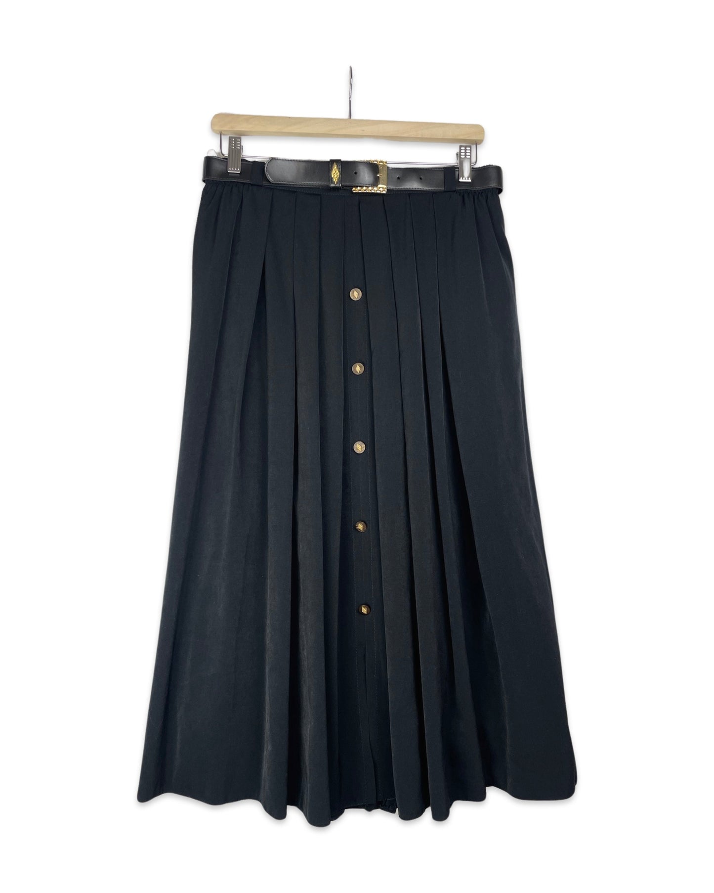 Vintage Midi plooirok met riem - M/L - Petit Paris Vintage