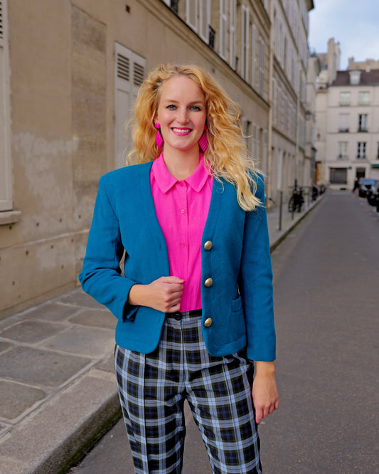 Petrol vintage blazer - S