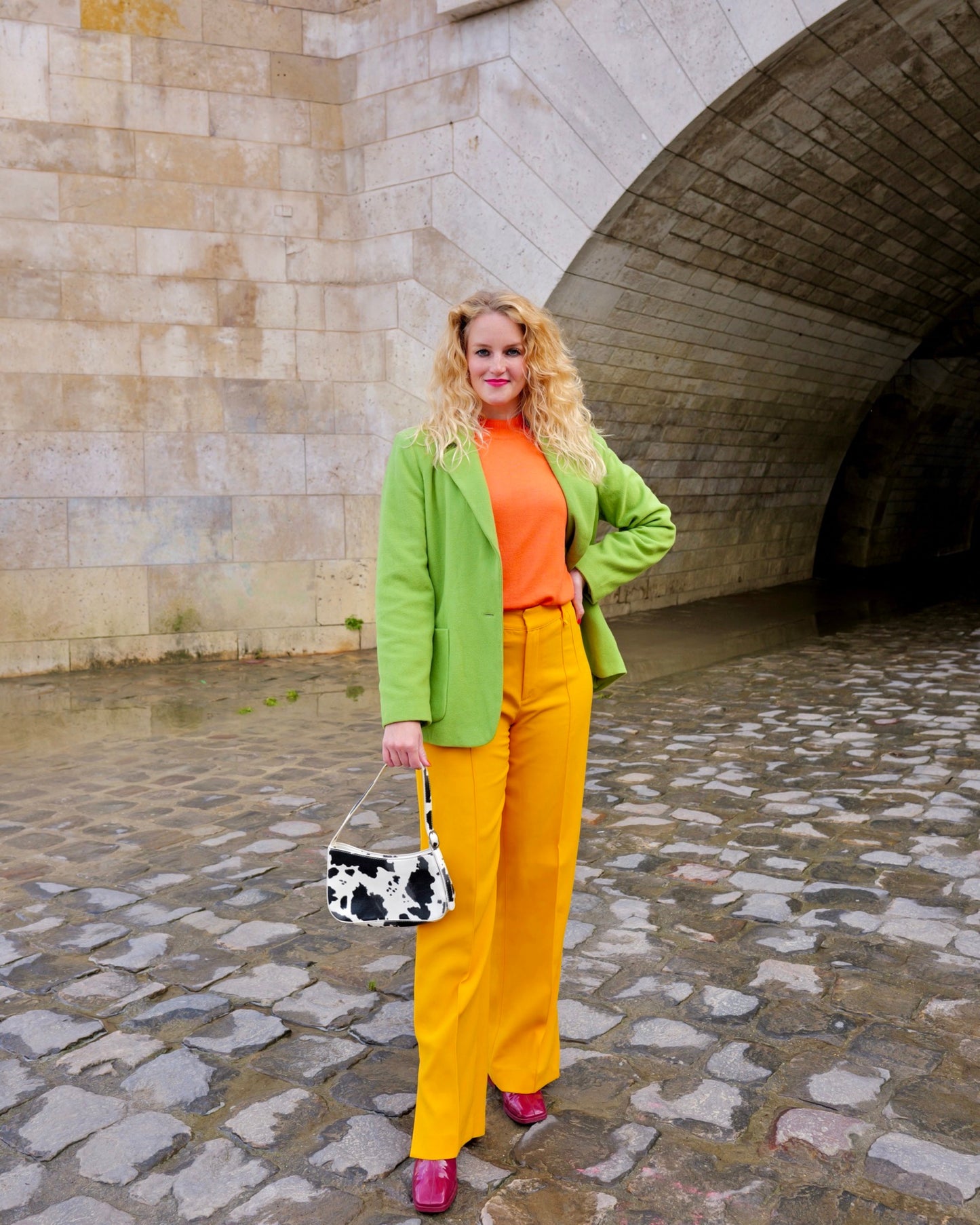 Groene wollen blazer - L