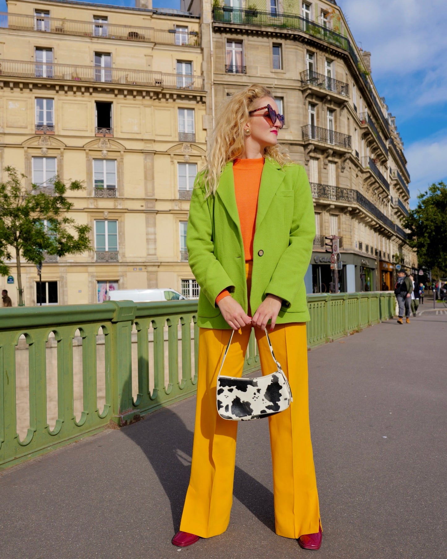 Groene wollen blazer - L