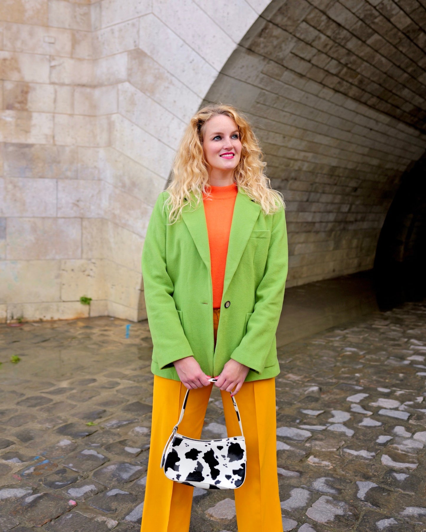 Groene wollen blazer - L