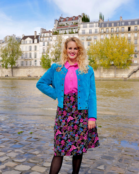 Vintage corduroy bloemenrok - S