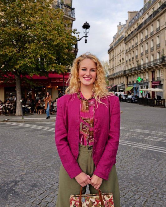 Berry linnen blazer - M