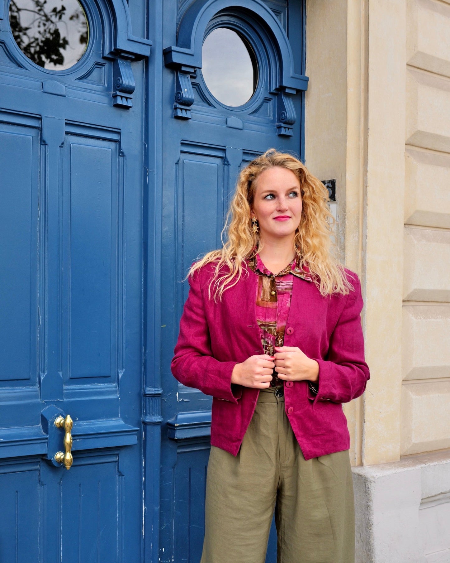 Berry linnen blazer - M