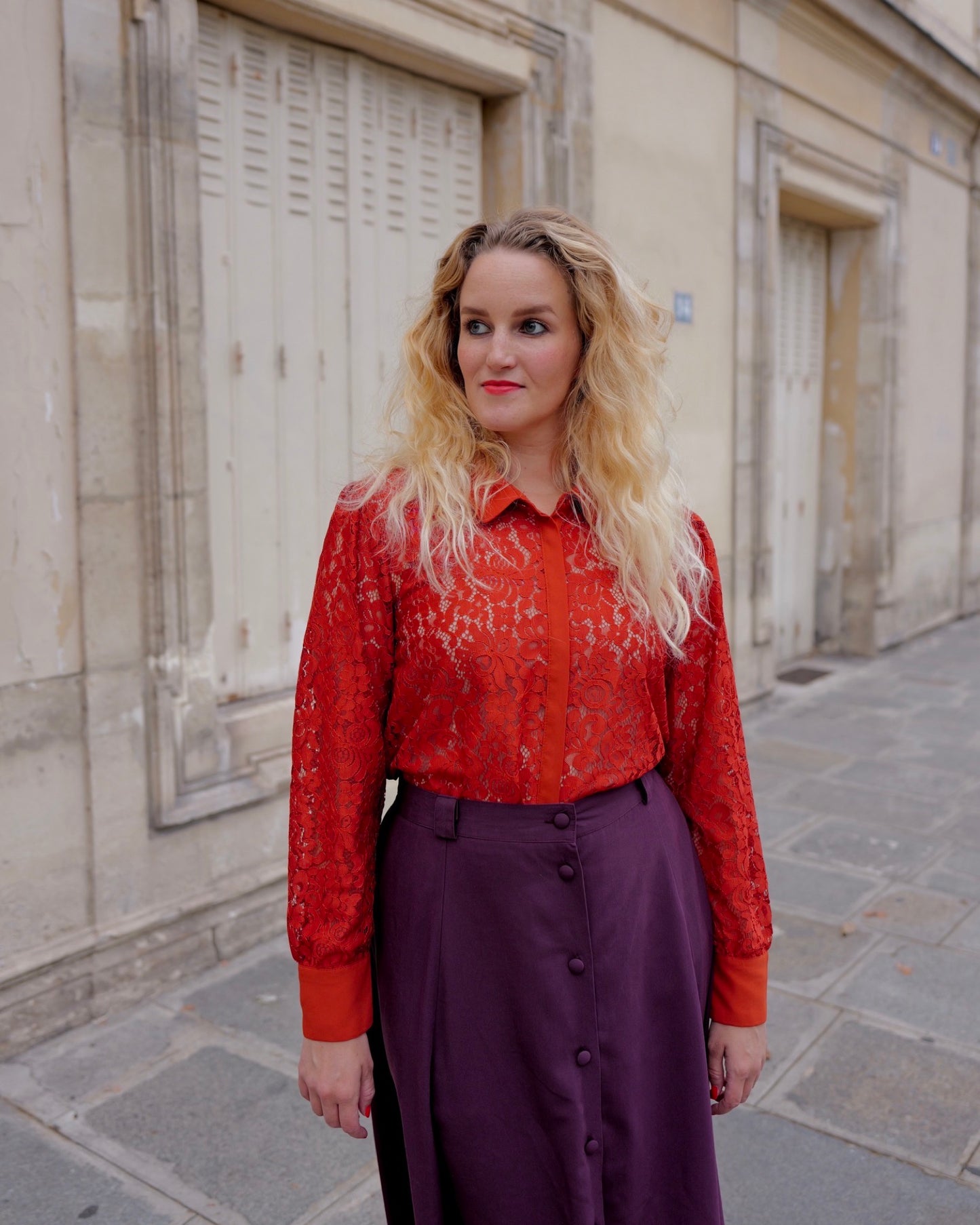 Kanten blouse - L