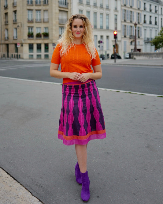 Paarse rok met swirl patroon - S