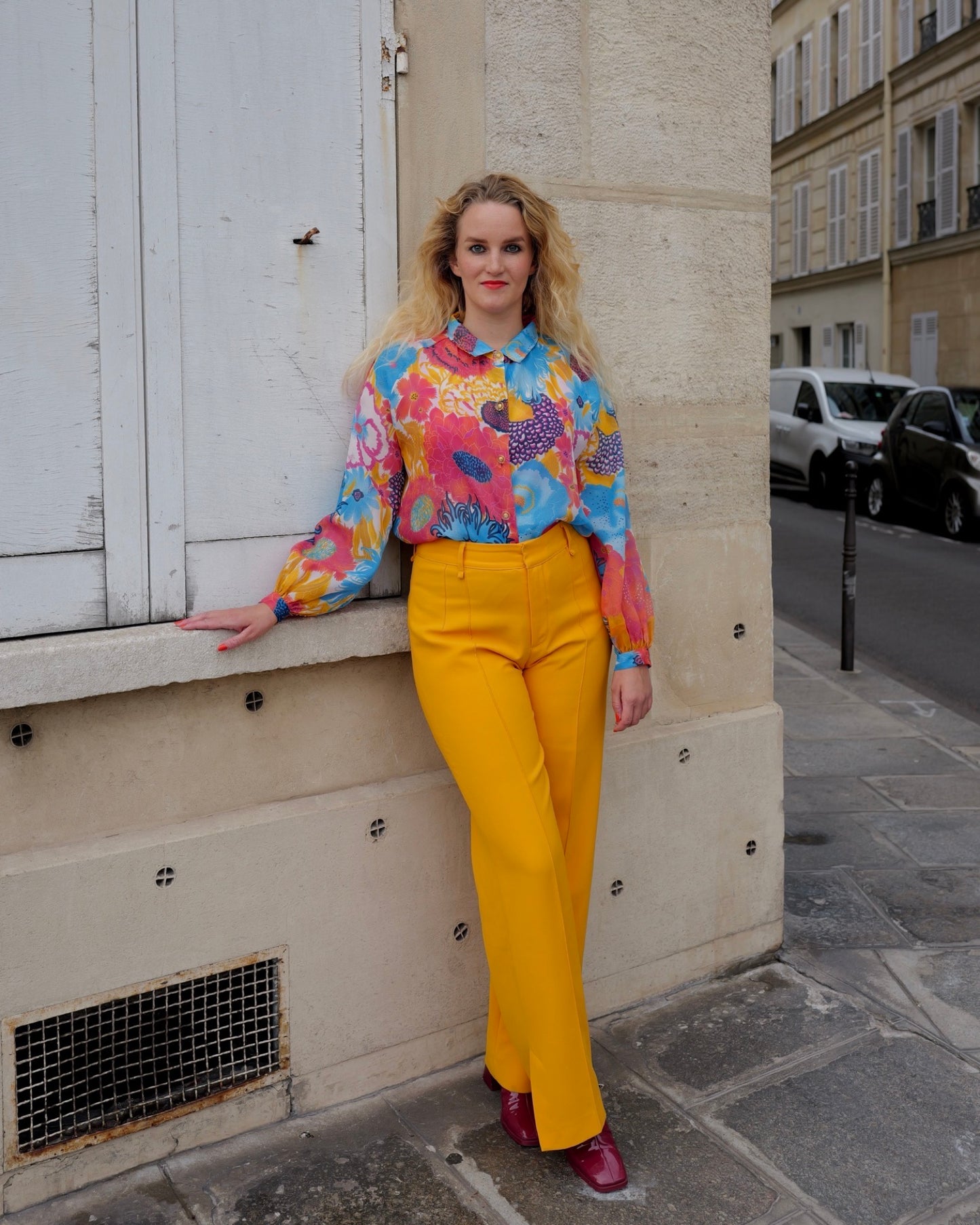 Vintage bloemen blouse met raglanmouw - XL