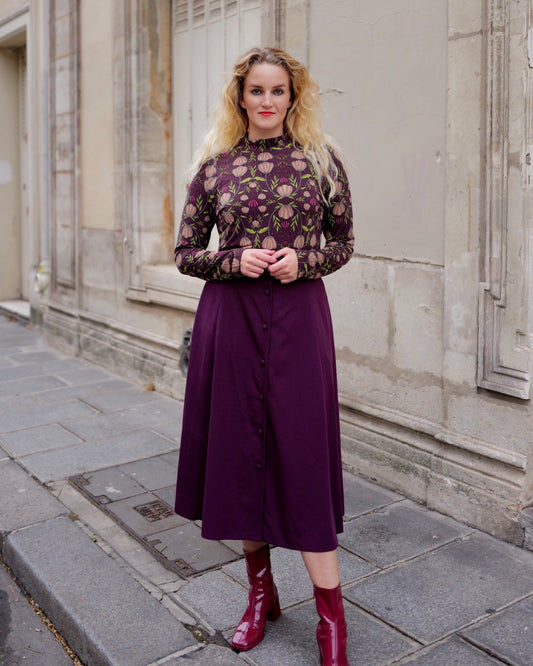 Aubergine vintage doorknooprok - XL