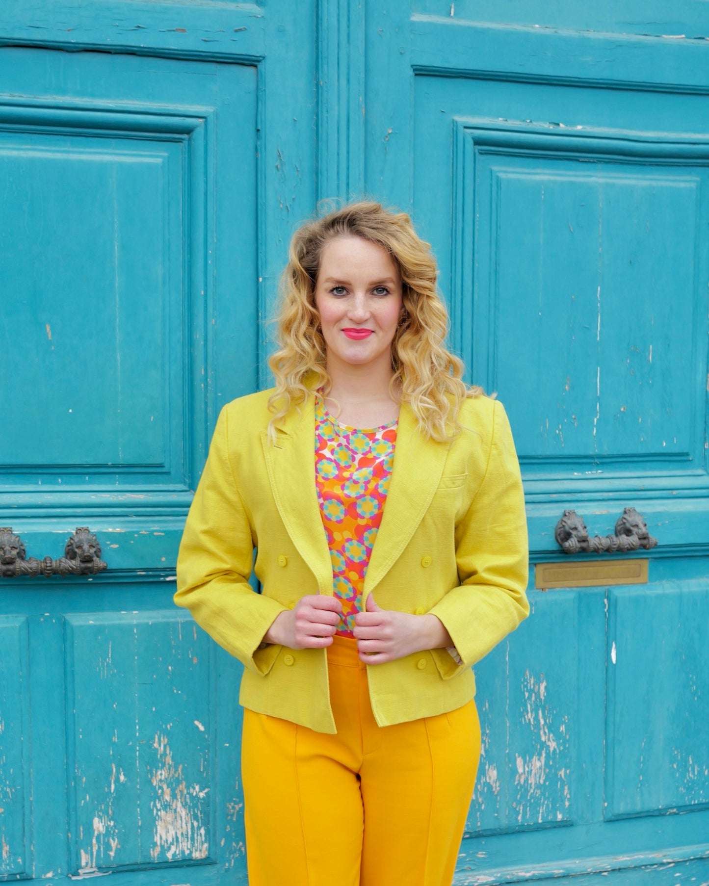 Lime doublebreasted blazer - S