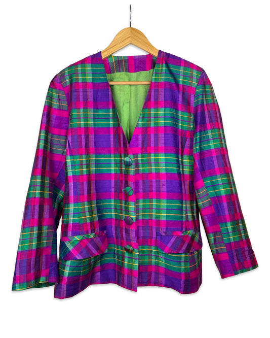 Zijden blazer met ruit - S