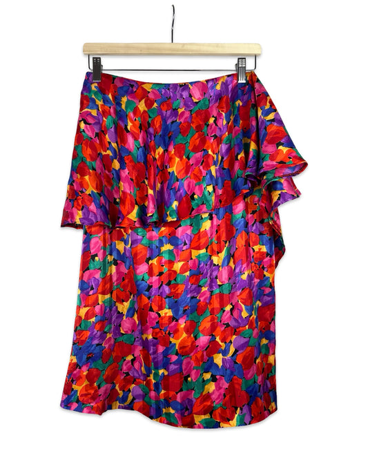 Multicolor rok met volant - M