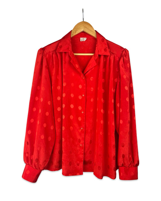 Rode blouse met stippen - XL