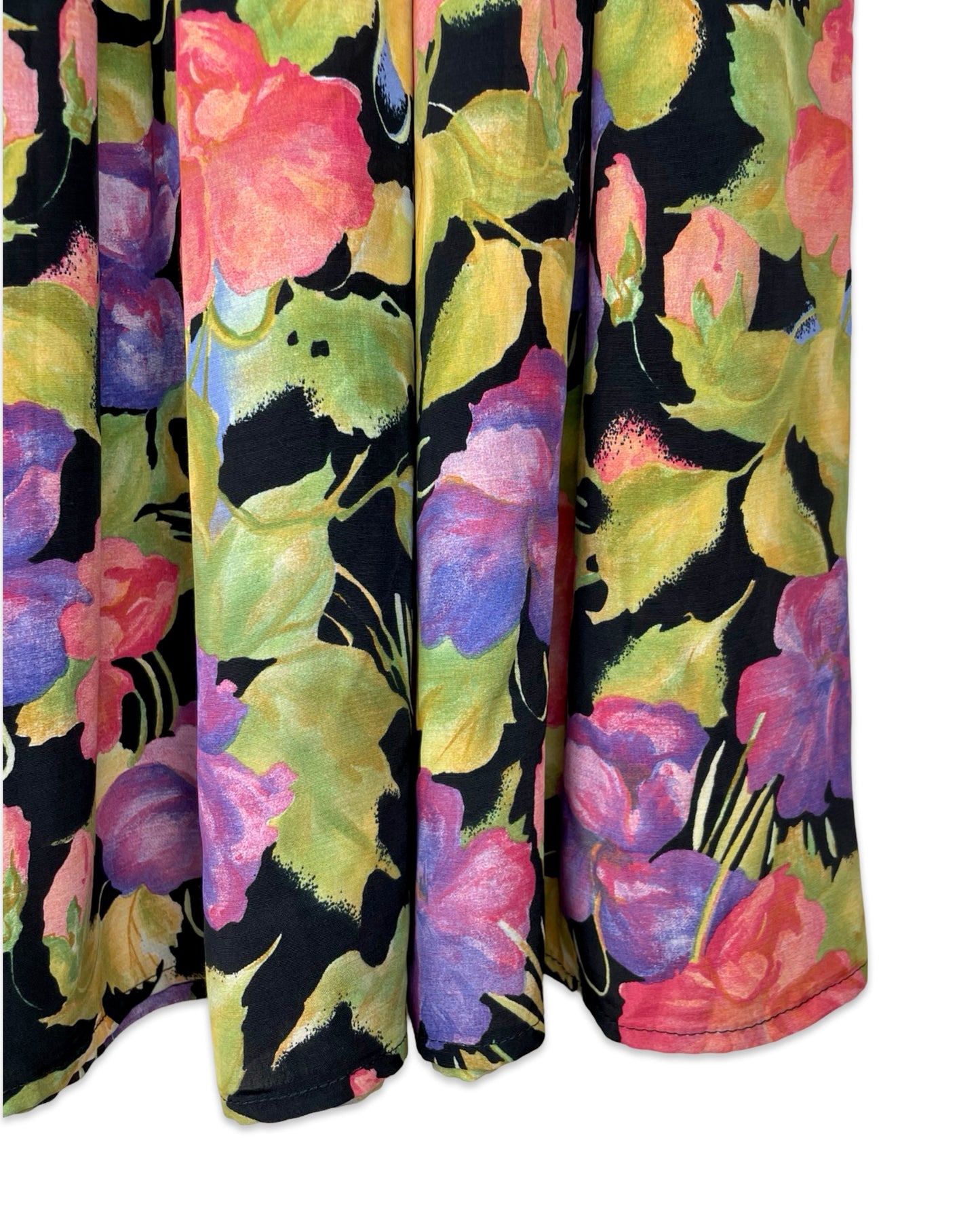Vintage Bloemenrok met plooien - S/M - Petit Paris Vintage