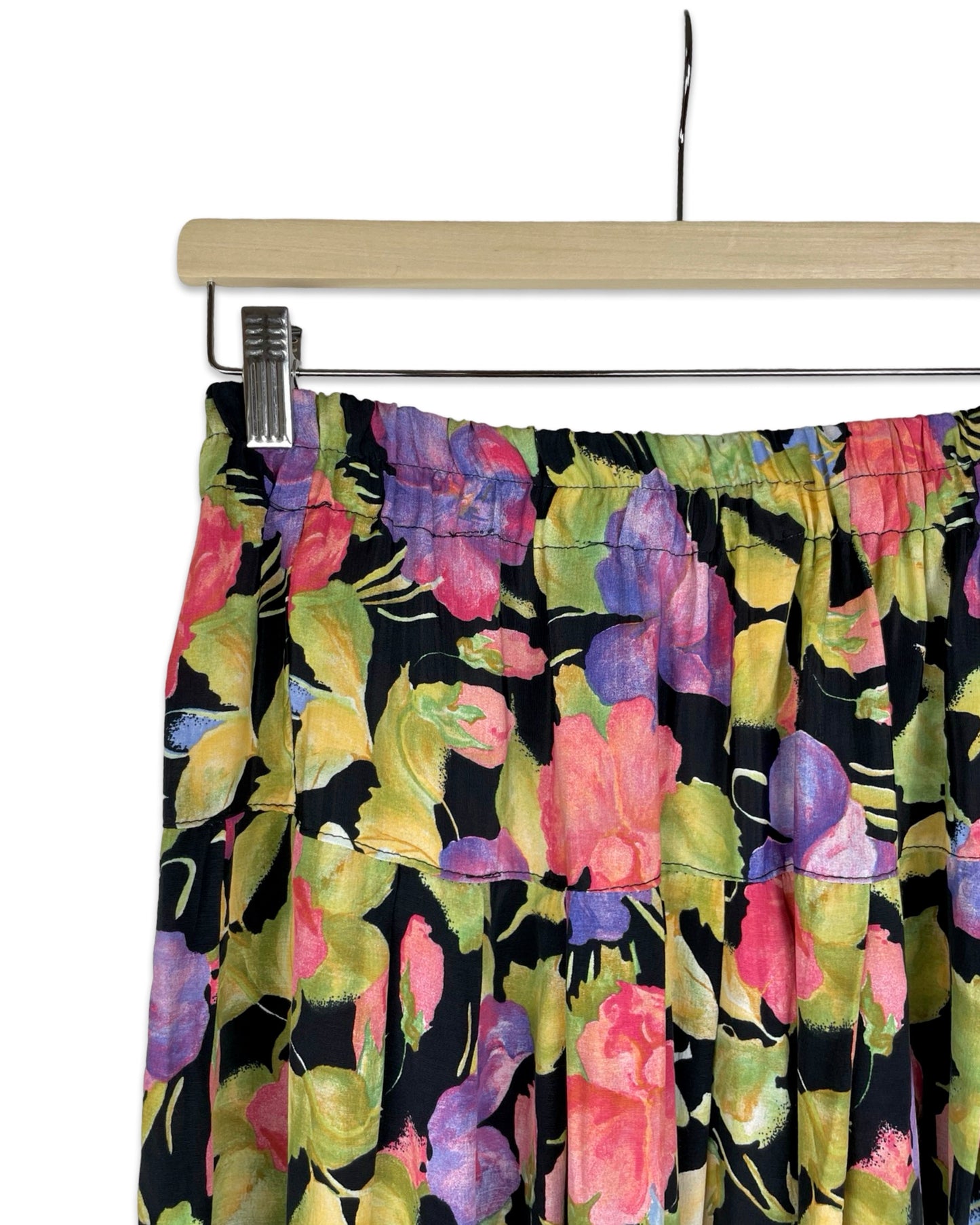 Vintage Bloemenrok met plooien - S/M - Petit Paris Vintage