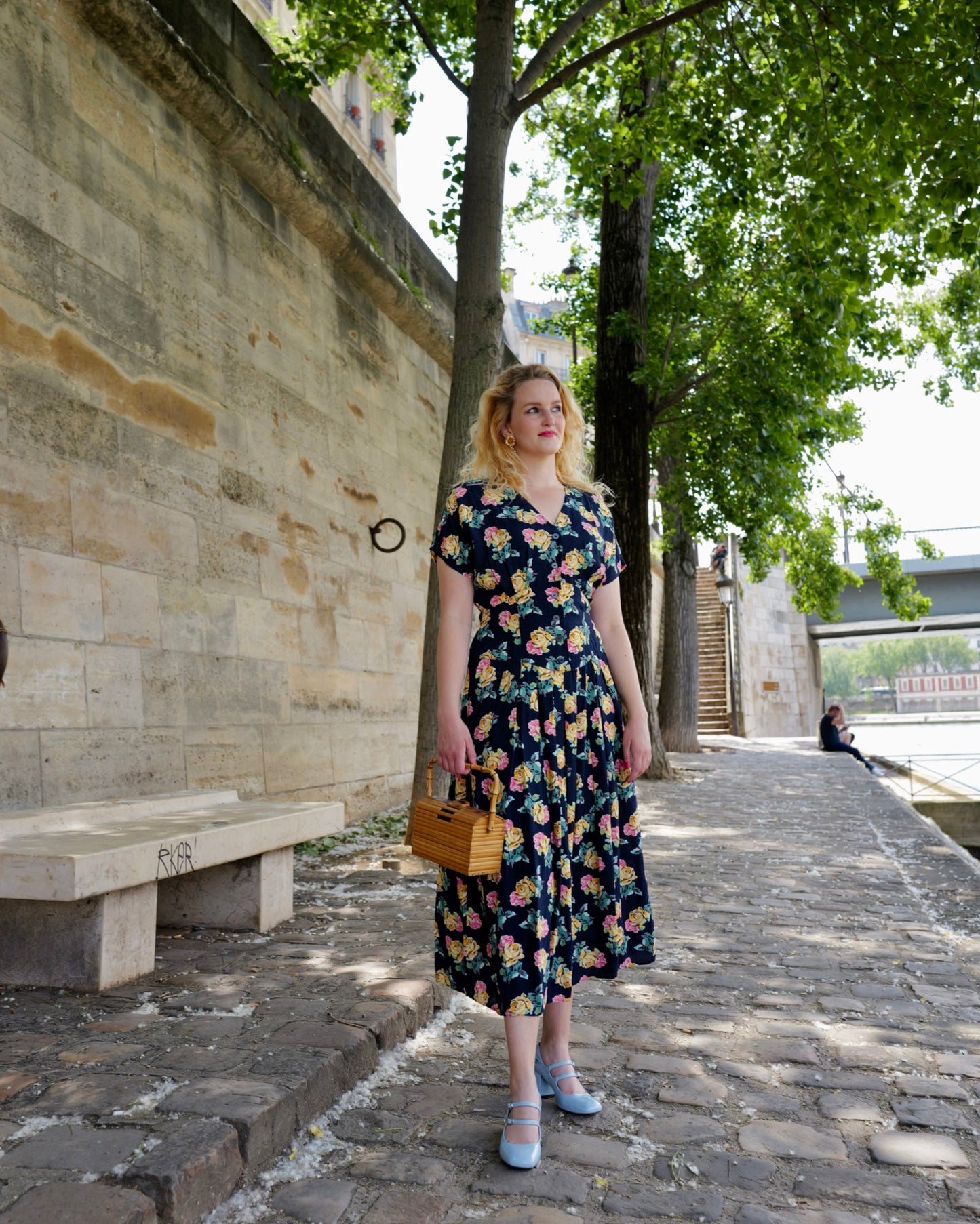 Vintage Midi bloemenjurk - M - Petit Paris Vintage
