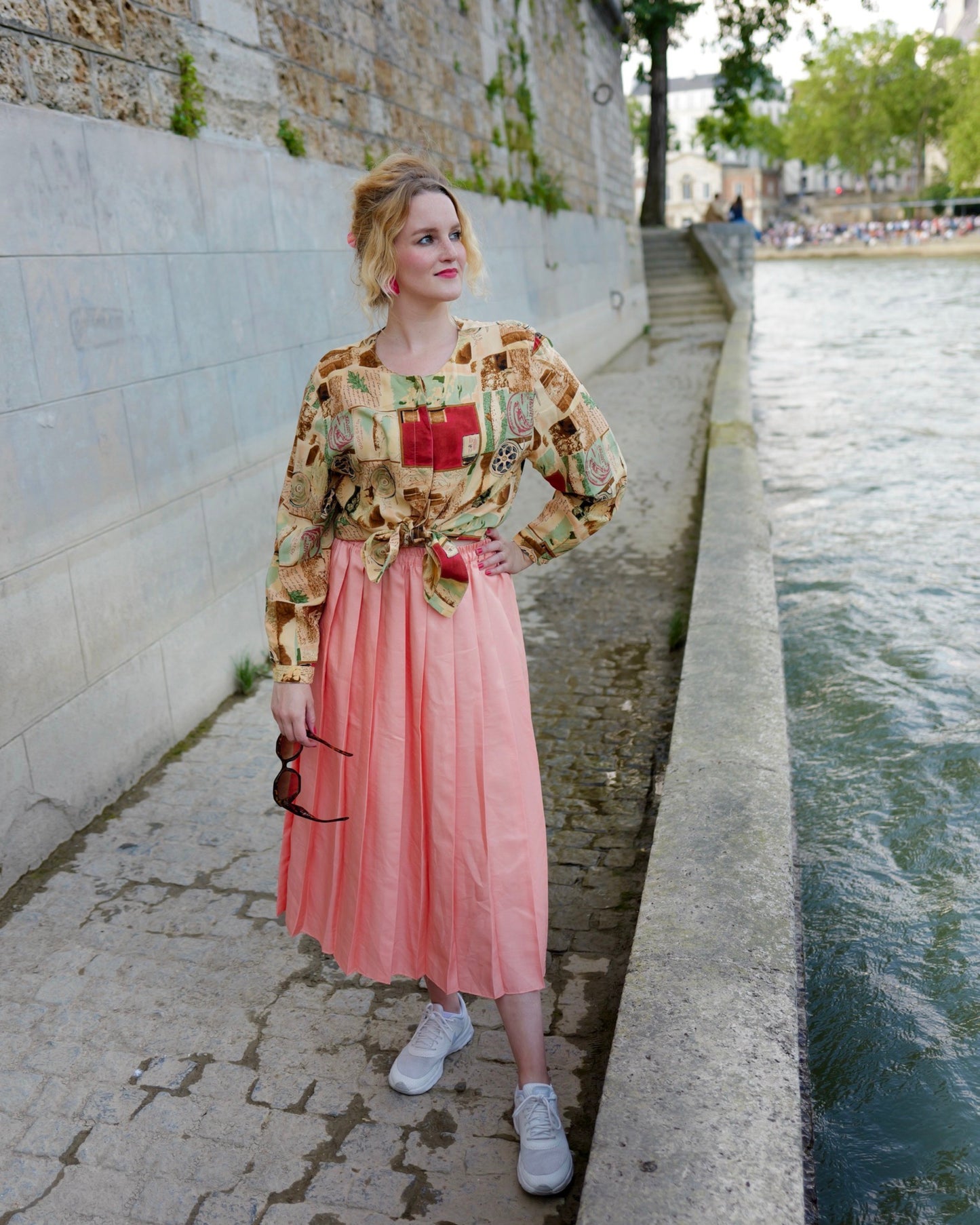 Vintage Zijden blouse met print - M/L - Petit Paris Vintage