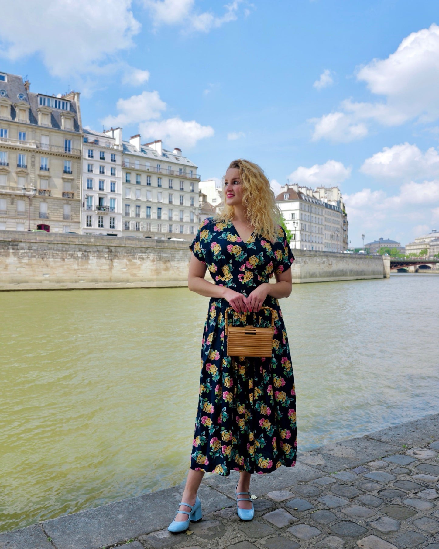 Vintage Midi bloemenjurk - M - Petit Paris Vintage