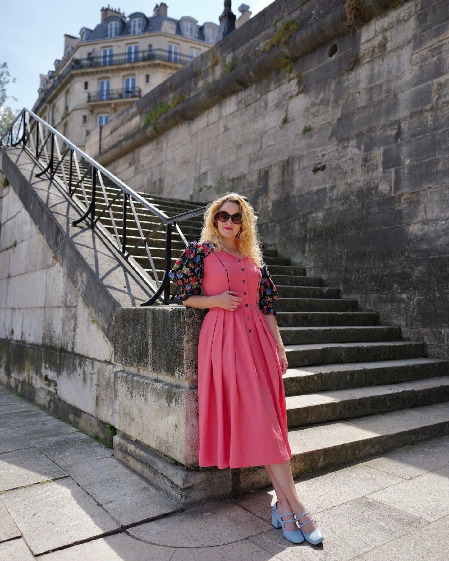 Vintage Jurk met pofmouwen - M - Petit Paris Vintage