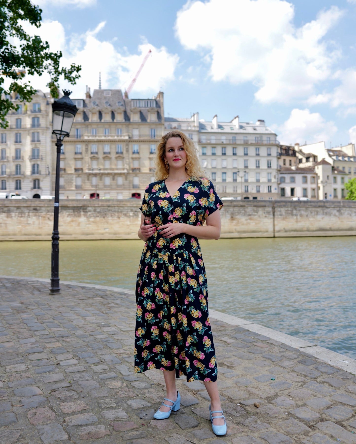Vintage Midi bloemenjurk - M - Petit Paris Vintage