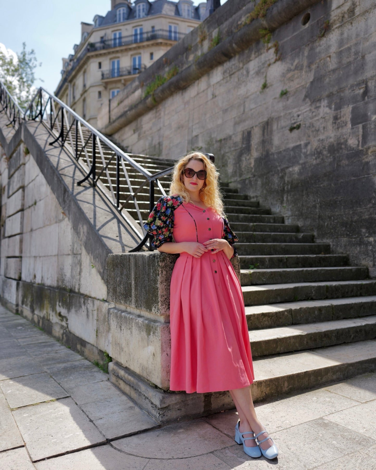 Vintage Jurk met pofmouwen - M - Petit Paris Vintage
