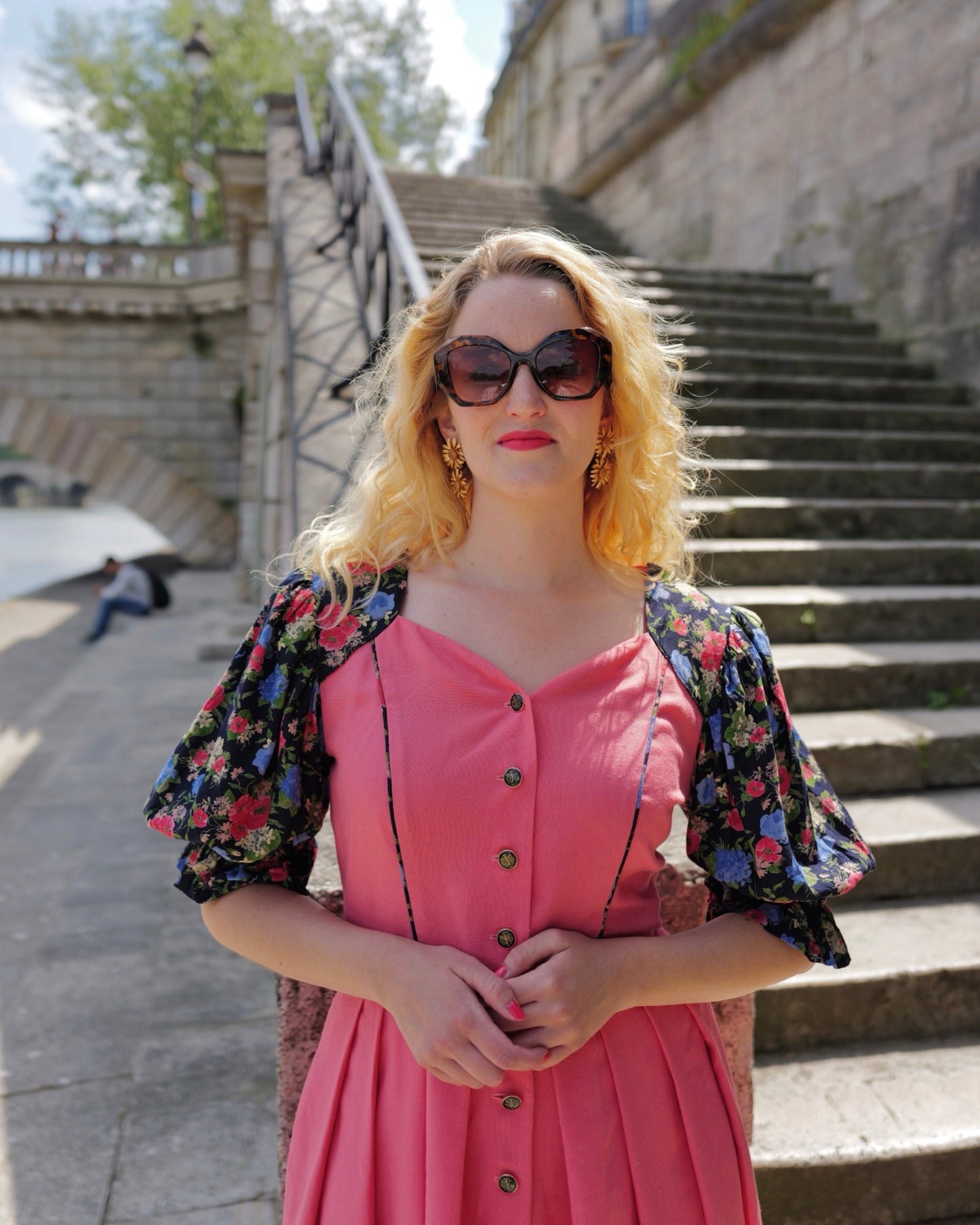 Vintage Jurk met pofmouwen - M - Petit Paris Vintage