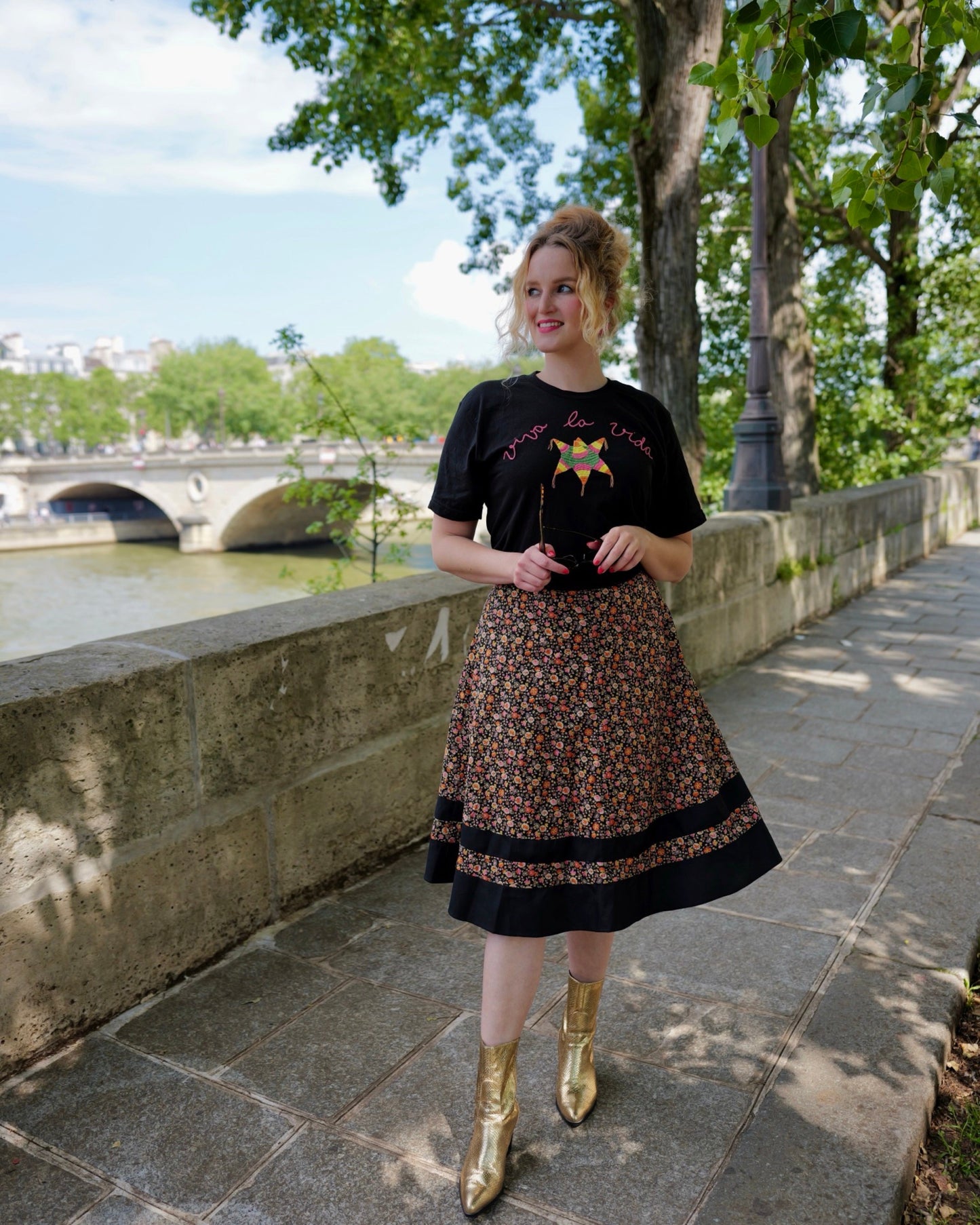 Vintage Bloemenrok - S - Petit Paris Vintage