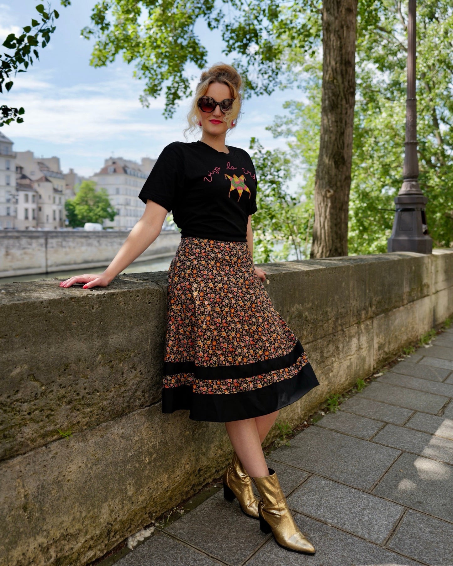 Vintage Bloemenrok - S - Petit Paris Vintage
