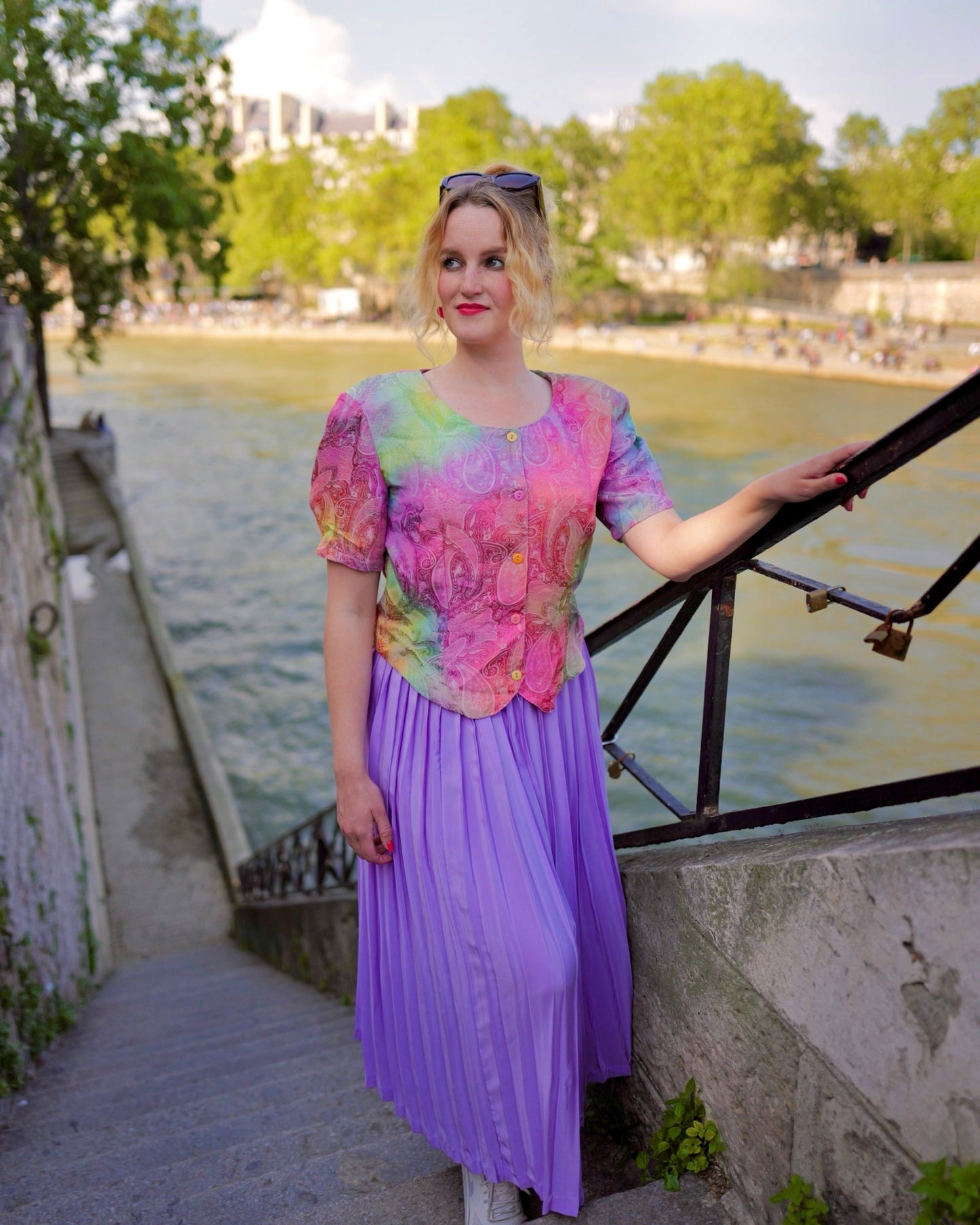 Vintage Lila plissé rok - S/M - Petit Paris Vintage