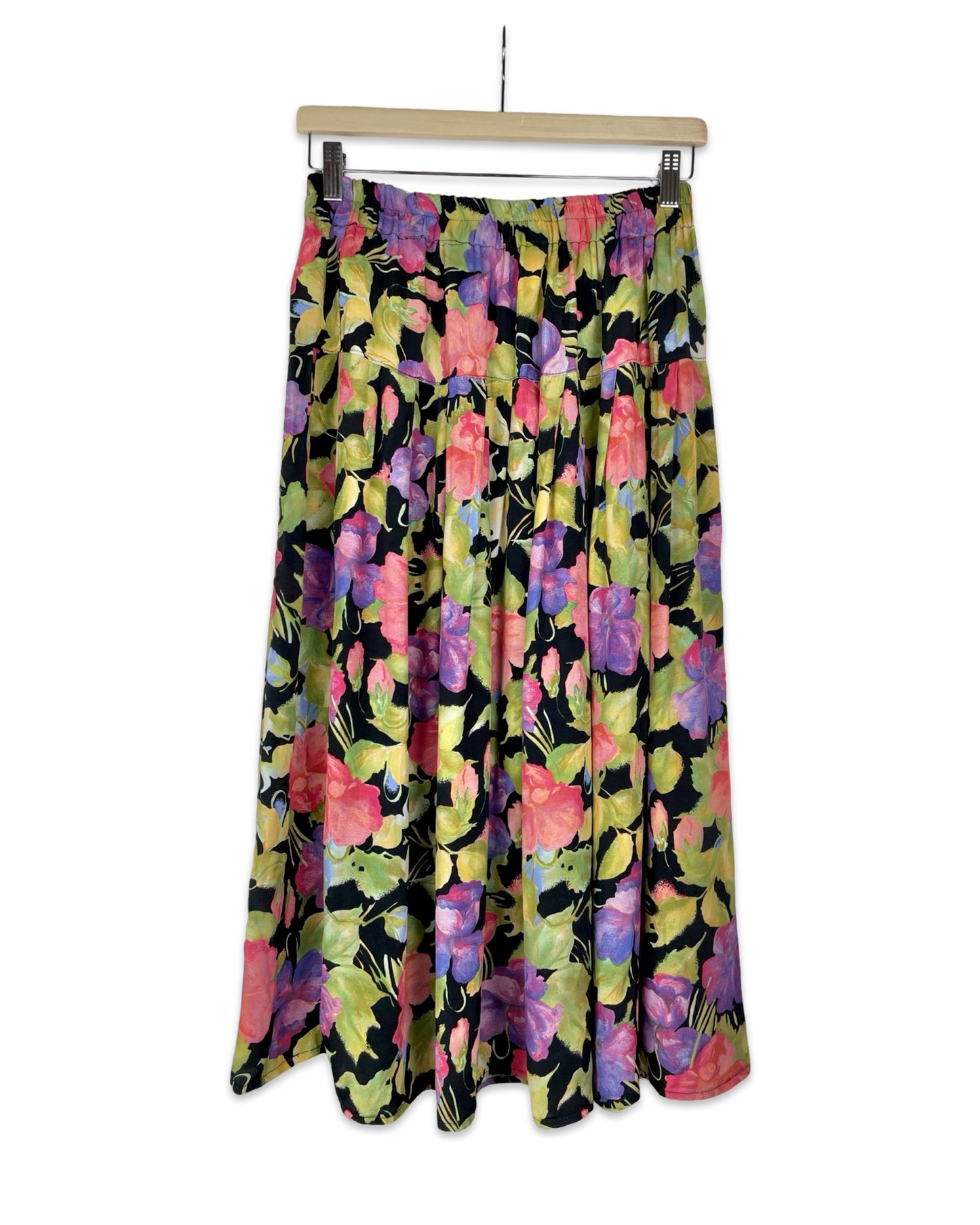 Vintage Bloemenrok met plooien - S/M - Petit Paris Vintage