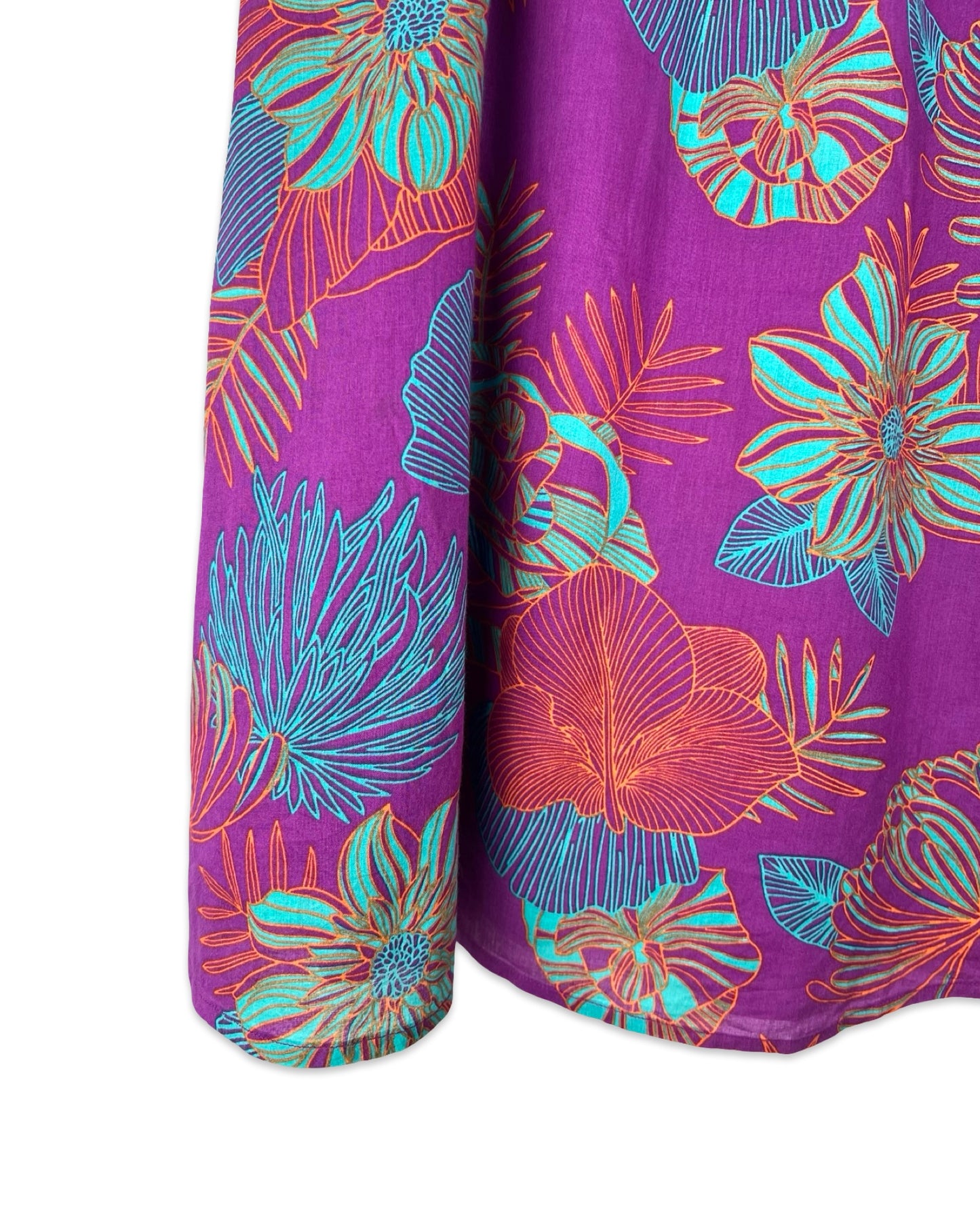 Paarse midirok met bloemen - L